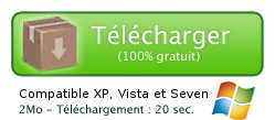 Télécharger (100% gratuit) Compatible Windows XP et Vista. 2Mo, 20 secondes de téléchargement.